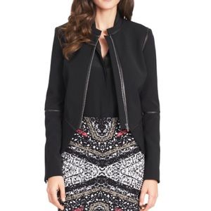 DVF leather trim moto jacket
